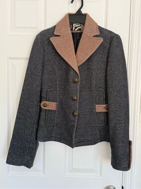 Toi et Moi Charcoal Blazer with Tan Trim